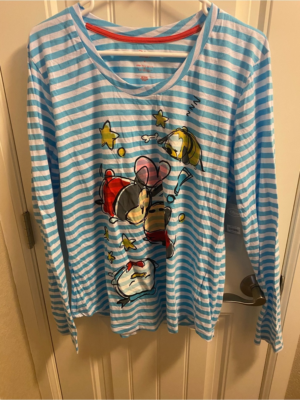NwT Disney Store XL Top Tsum Tsum Mickey Minnie Mouse Stripe Shirt Long Sleeve